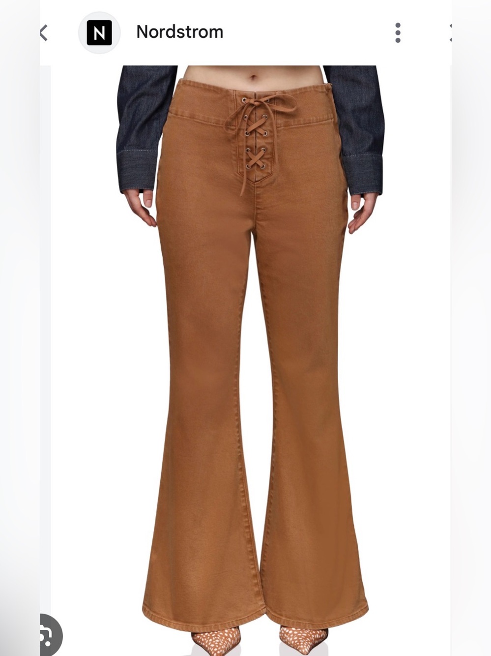 Avec Les Filles Lace-Up High-Waist Flare Pants - Brown